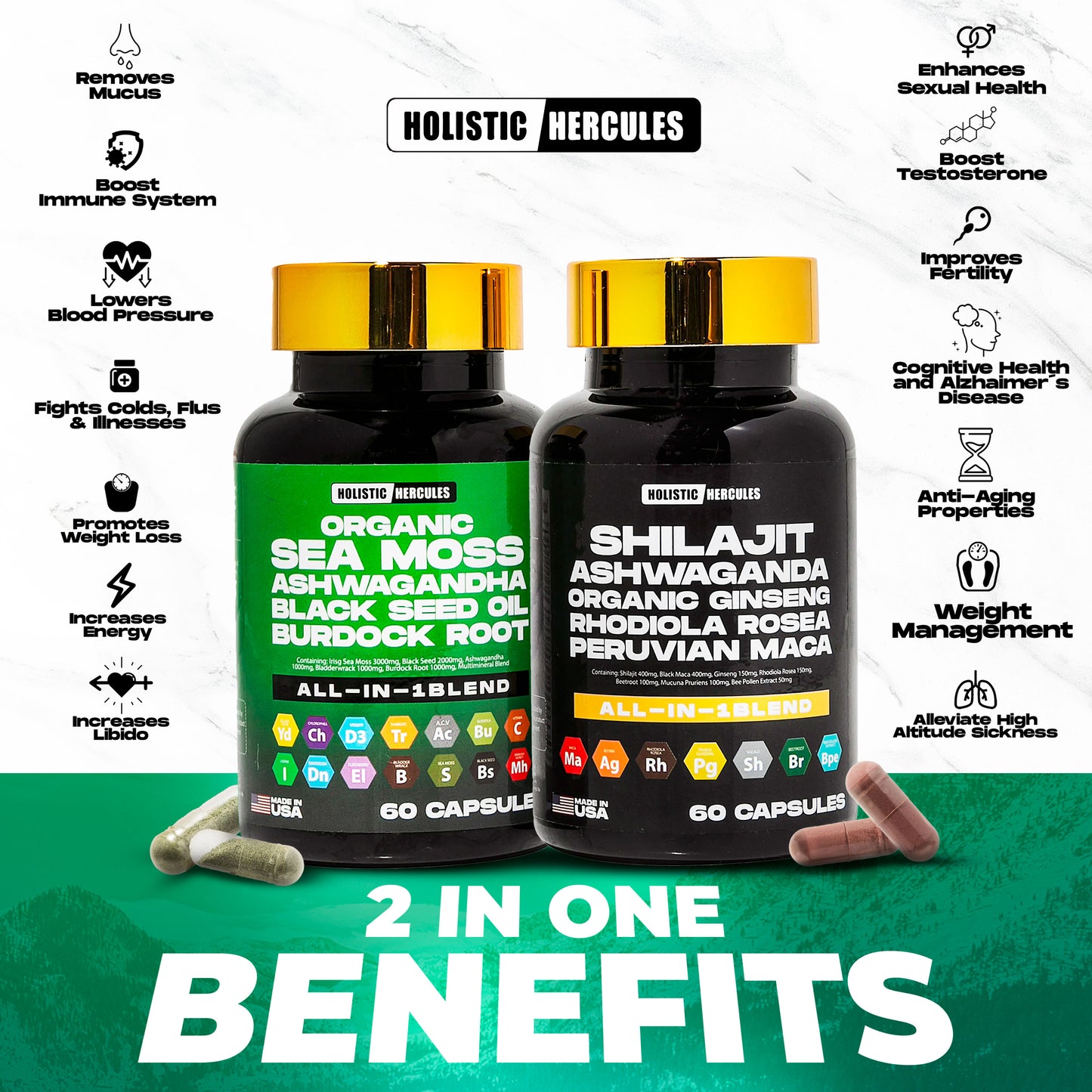 Holistic Hercules Shilajit Caps & Sea Moss Blend